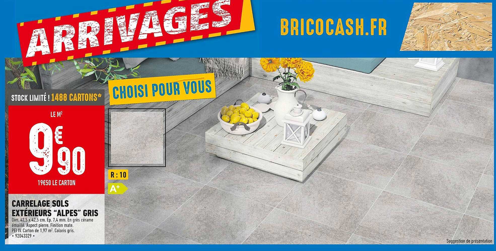 carrelage sols extérieurs 'alpes" gris