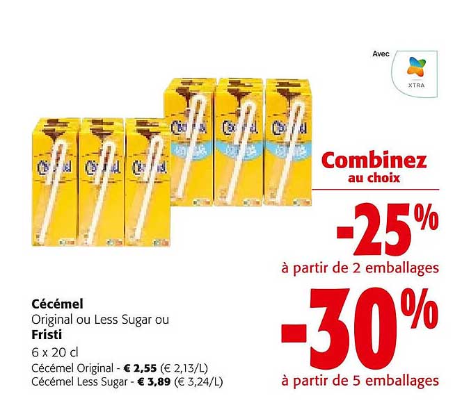 cécémel original ou less sugar ou fristi