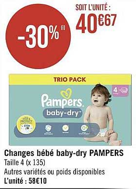 changes bébé baby-dry pampers