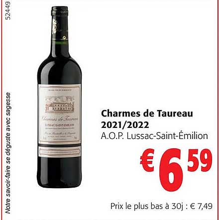 charmes de taureau 2021/2022 a.o.p. lussac-saint-émilion