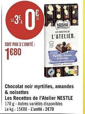 chocolat noir myrtilles, amandes & noisettes les recettes de l'atelier nestlé