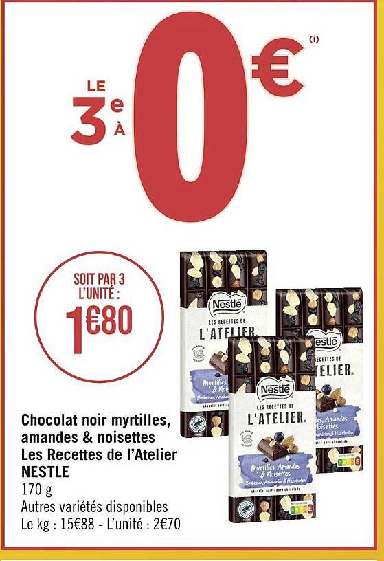 chocolat noir myrtilles, amandes & noisettes les recettes de l'atelier nestlé
