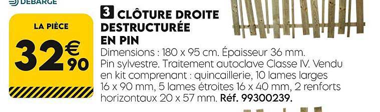 clôture droite déstructurée en pin