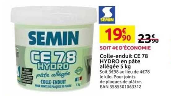 colle-enduit ce 78 hydro en pâte allégée 5 kg semin