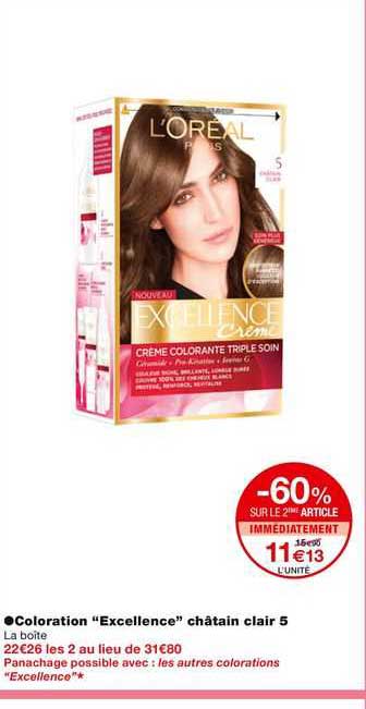 Coloration "excellence" Châtain Clair 5