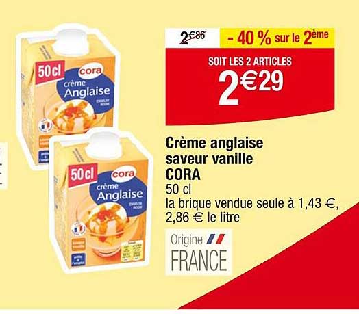Crème Anglaise Saveur Vanille Cora