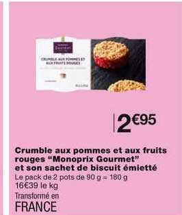 Crumble Aux Pommes Et Aux Fruits Rouges "monoprix Gourmet" Et Son Sachet De Biscuit émietté