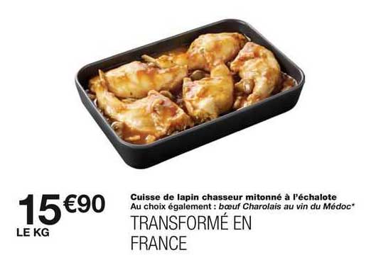 cuisse de lapin chasseur mitonné à l'échalote