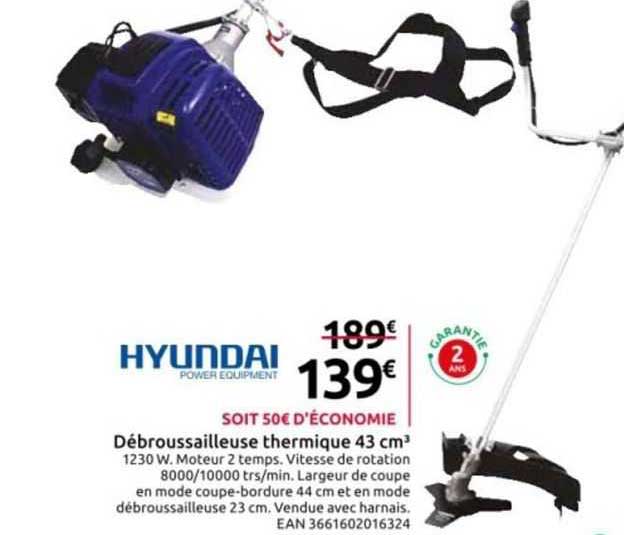débroussailleuse thermique 43 cm³ huyndai