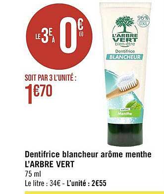 dentifrice blancheur arôme menthe l'arbre vert