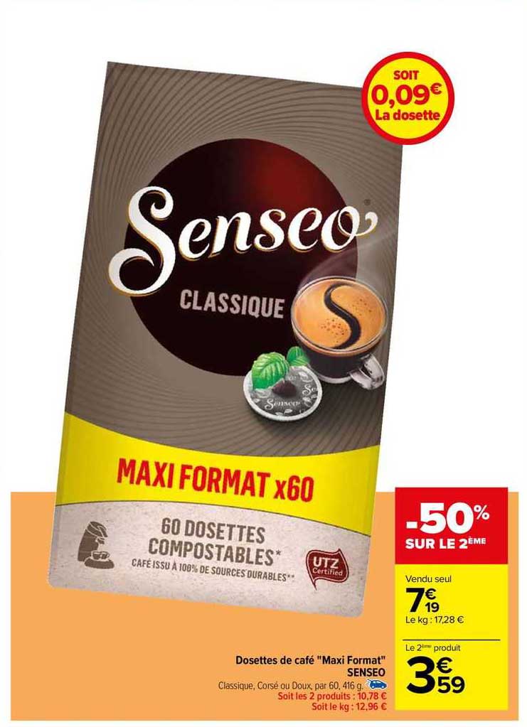dosettes de café  "maxi format" senseo