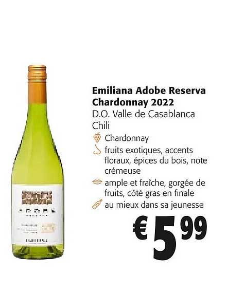 emiliana adobe reserva chardonnay 2022 d.o. valle de casablanca chili