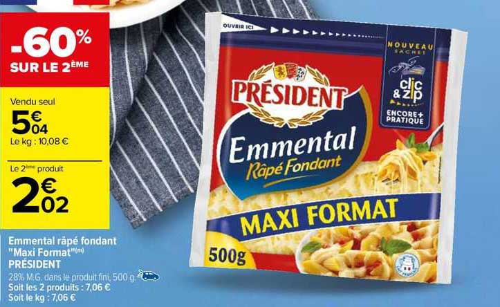emmental râpé fondant "maxi format" président