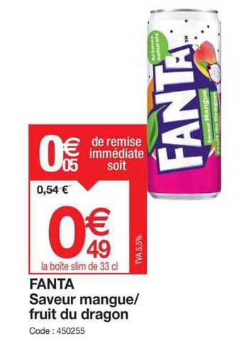 fanta saveur mangue/fruit du dragon