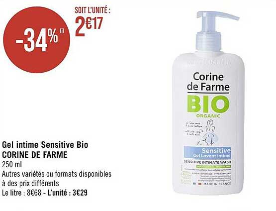 gel intime sensitive bio corine de farme