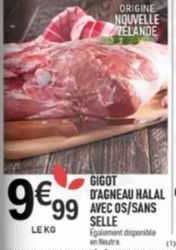 gigot d'agneau halal avec os/sans selle