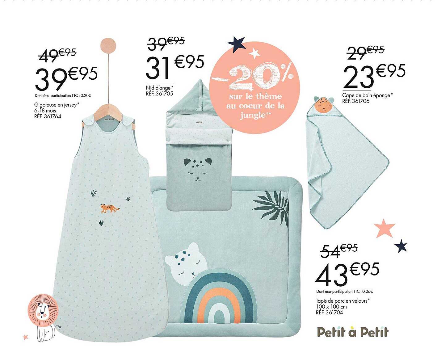 gigoteuse en jersey, nid d'ange, cape de bain éponge, tapis de parc en velours 100 x 100 cm