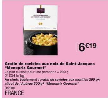 gratin de ravioles aux noix de saint-jacques "monoprix gourmet"