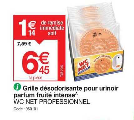 grille désodorisante pour urinoir parfum fruité intense wc net professionnel