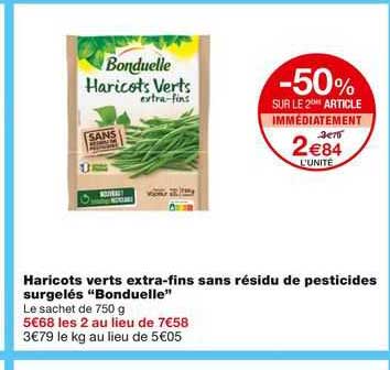 haricots verts extra-fins sans résidu de pesticides surgelés "bonduelle"