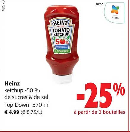 heinz ketchup -50% de sucres & de sel top down