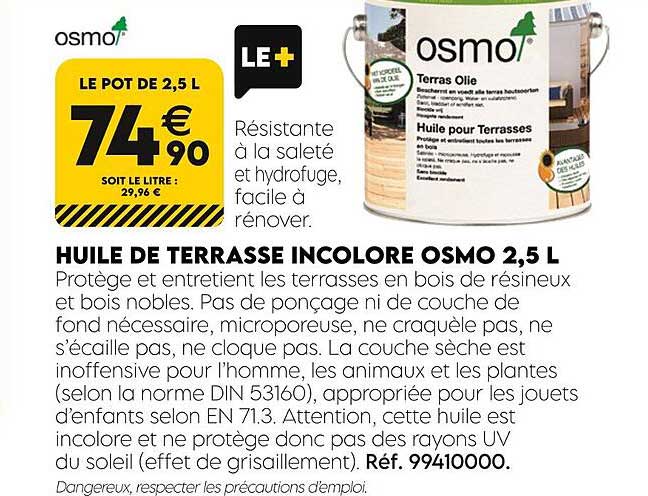 huile de terrasse incolore osmo 2,5 l