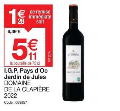 i.g.p. pays d'oc jardin de jules domaine de la clapière 2022