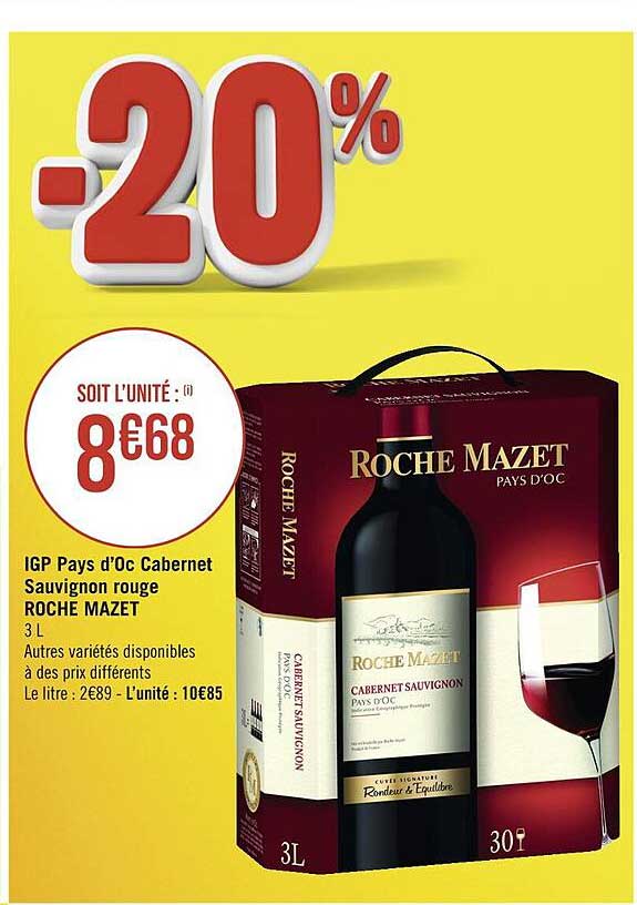 igp pays d'oc cabernet sauvignon rouge roche mazet
