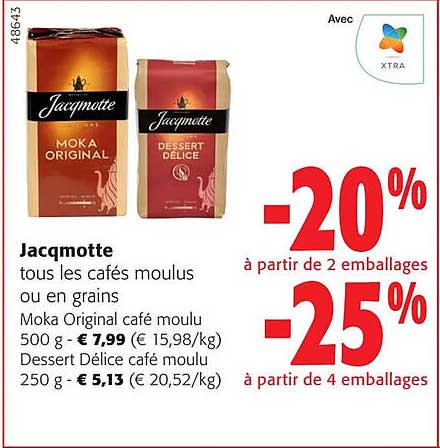 jacqmotte tous les cafés moulus ou en grains moka original café moulu dessert délice café moulu