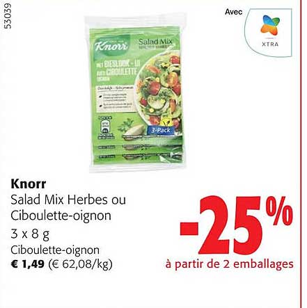knorr salad mix herbes ou ciboulette-oignon
