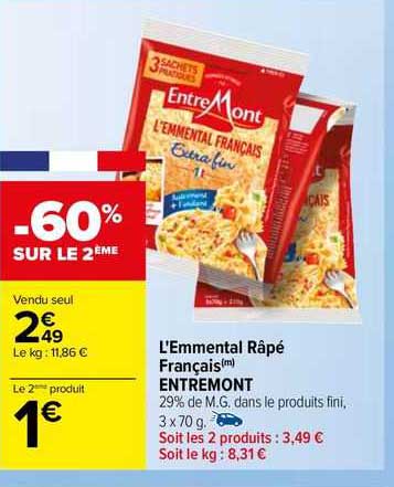 l'emmental râpé français entre mont