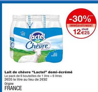 lait de chèvre "lactel" demi-écrémé