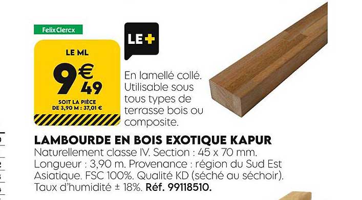 lambourde en bois exotique kapur