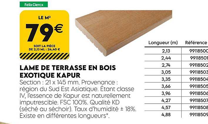 lame de terrasse en bois exotique kapur