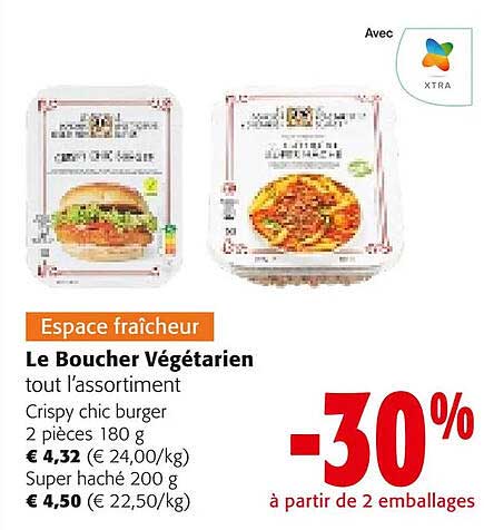le boucher végétarien tout l'assortiment crispy chic burger 2 pièce