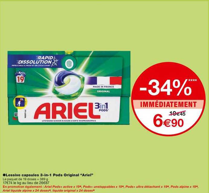 lessive capsules 3-in-1 pods original "ariel"