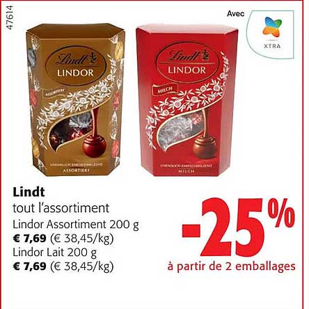 lindt tout l'assortiment lindor assortiment