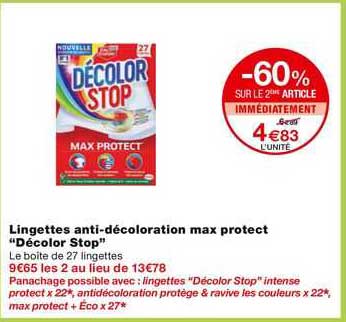 lingettes anti-décoloration max protect "décolor stop"