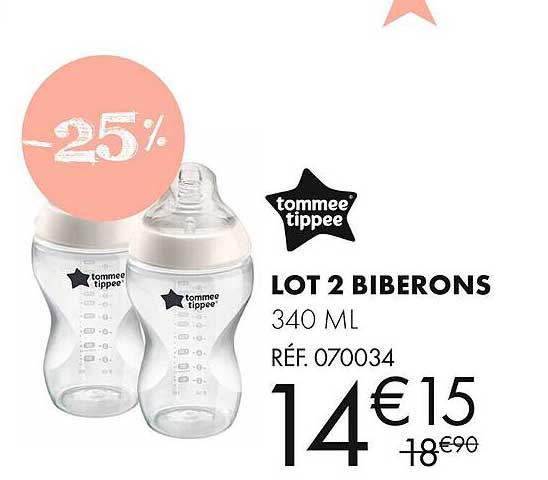 lot 2 biberons tommee tippee