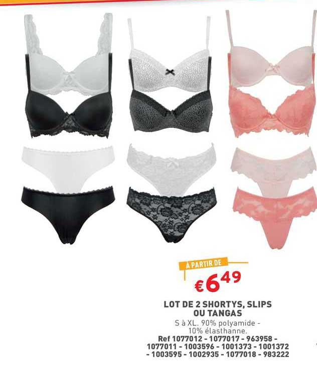 lot de 2 shortys, slips ou tangas