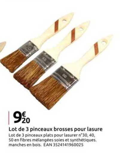 Lot De 3 Pinceaux Brosses Pour Lasure