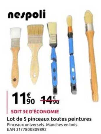 lot de 5 pinceaux toutes peintures