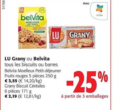 lu grany ou belvita tous les biscuits ou  barres