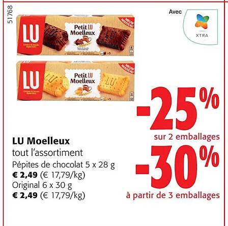 lu moelleux tout l'assortiment pépites de chocolat original