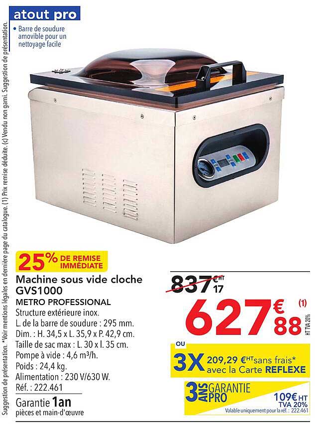 machine sous vide cloche gvs1000 metro professional