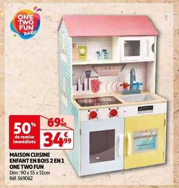 maison cuisine enfant en bois 2 en 1 one two fun