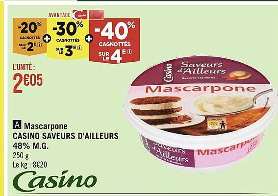 mascarpone casino saveurs d'ailleurs 48% m.g.