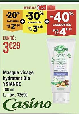 masque visage hydratant bio ysiance
