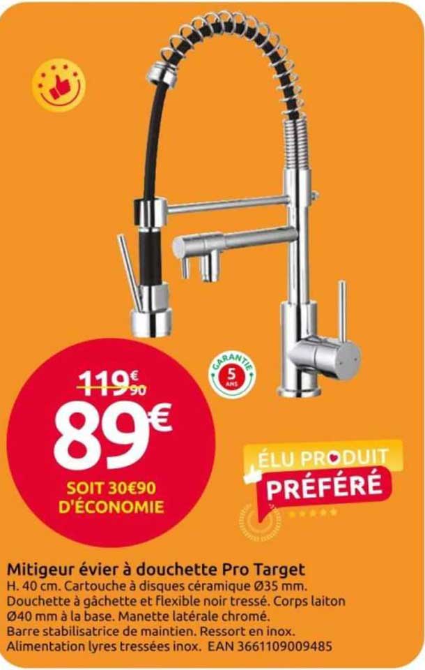 mitigeur évier à douchette pro target