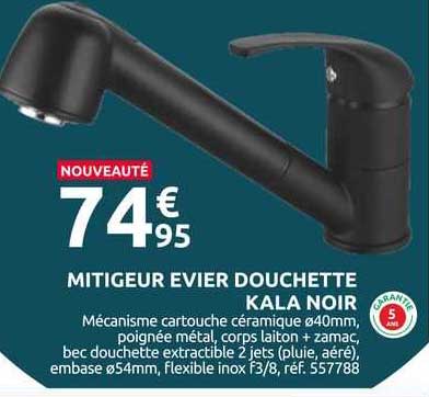 mitigeur évier douchette kala noir